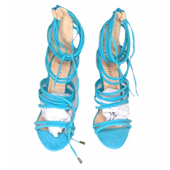 Turquoise Lindsey Strappy Heels From Simmi Shoes - Picture 2 of 4